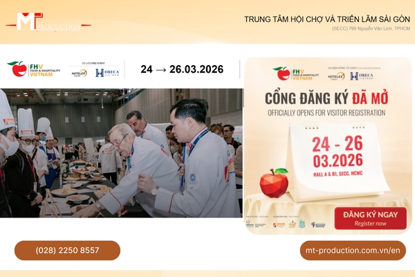 MT-PRODUCTION – Nhà Thầu Thi Công Trọn Gói Gian Hàng Food & Hospitality VietNam 2026 Tại SECC