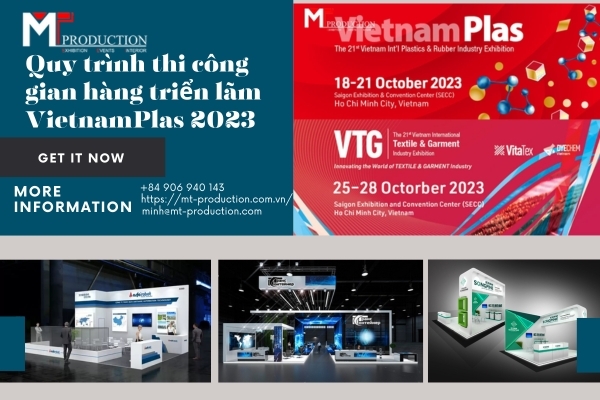 Construction process of VietnamPlas 2023 exhibition design