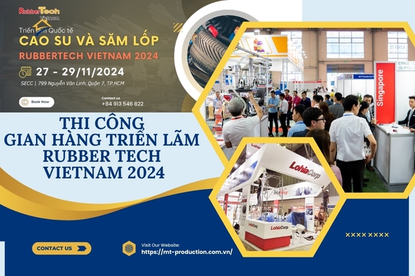 Construction of Rubber Tech Vietnam 2024 exhibition booth