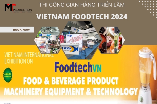 Construction of Vietnam FoodTech 2024 exhibition booth